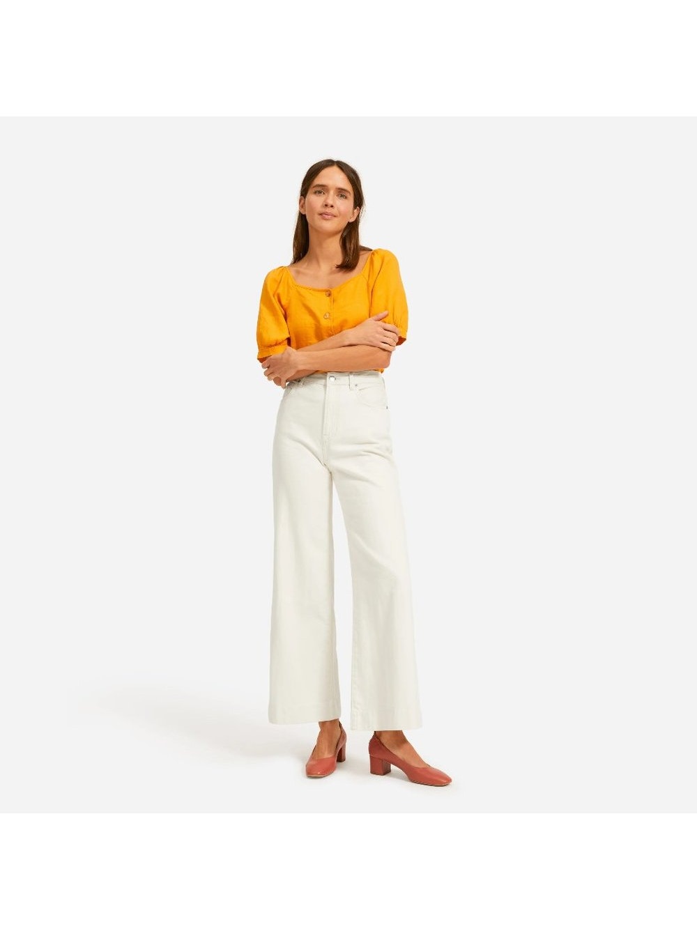 Everlane The Summer Wide-Leg Jean White 100% Organic Cotton Size 27 High Rise